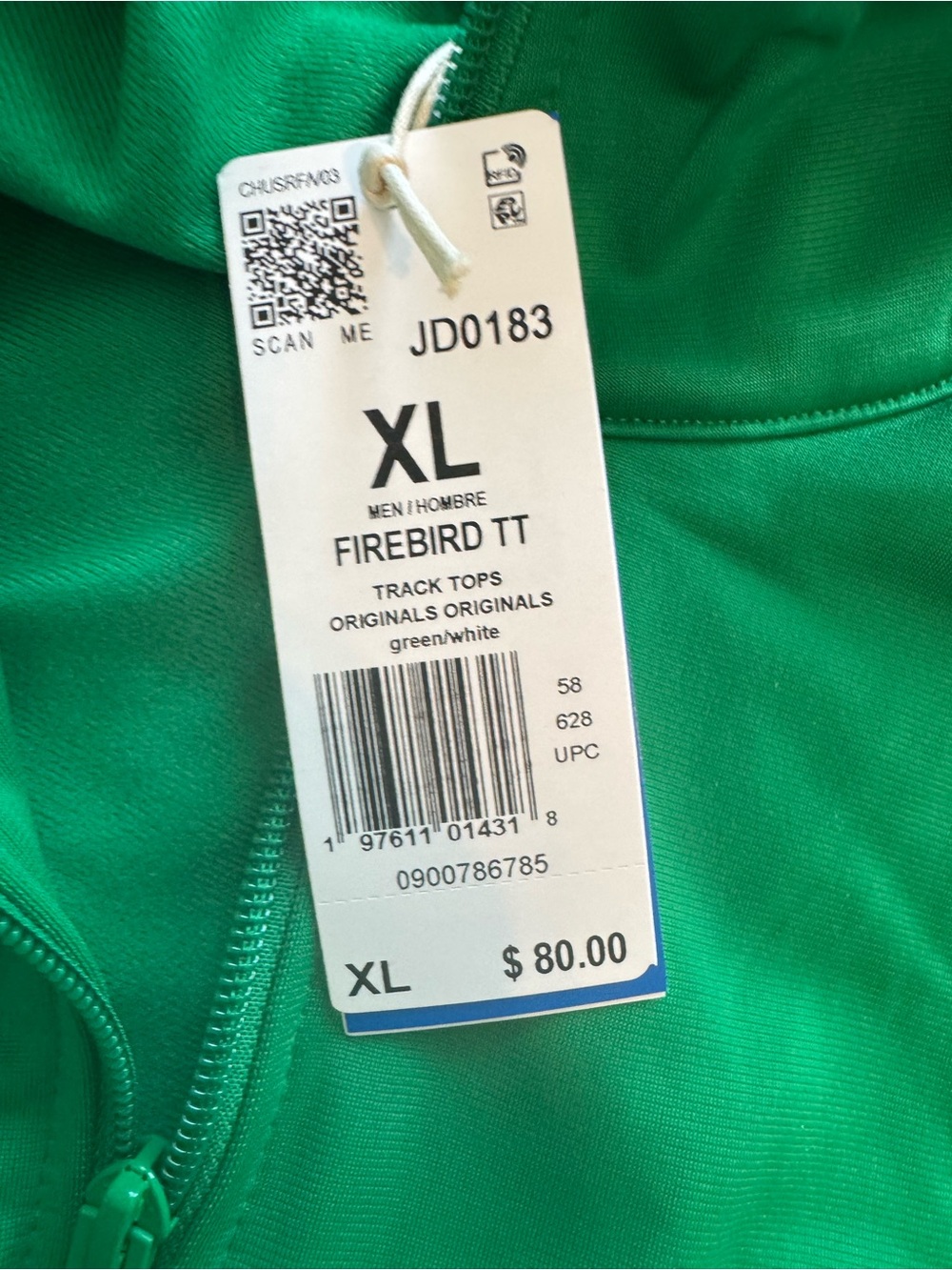 Adidas Originals Firebird Full Zip Track Jacket. Mens XL. Green. JD0183. NWT - Picture 4 of 5